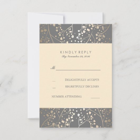 Folie Baby's Breath Wedding RSVP Kaarten Kaartje (Voorkant)