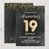 Folie Ballon 19e Verjaardagsuitnodiging Kaart (Voorkant / Achterkant)