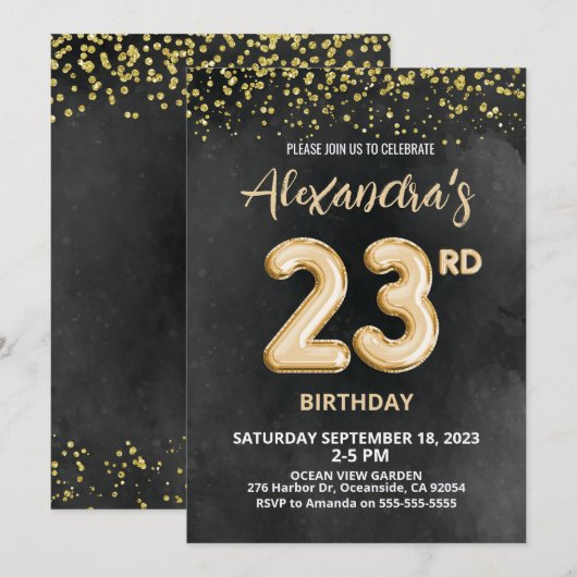 Folie ballon 23e verjaardagsuitnodiging kaart (Voorkant / Achterkant)
