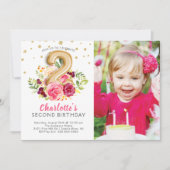 Folie Ballon Foto 2e Verjaardagsuitnodiging Kaart (Voorkant)