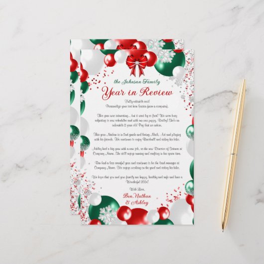 Folie Ballon Kerstbrief Sjabloon Briefpapier (Voorkant / Achterkant in situ)