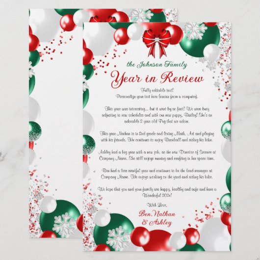 Folie Ballon Kerstbrief Sjabloon Briefpapier (Voorkant / Achterkant)