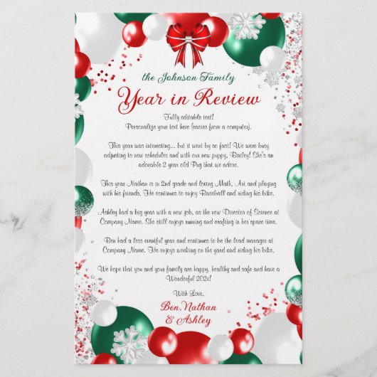 Folie Ballon Kerstbrief Sjabloon Briefpapier (Voorkant)