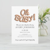 Folie ballon Oh Baby uitnodiging (Staand voorkant)