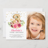 Folie ballonfoto derde verjaardag uitnodiging (Voorkant)