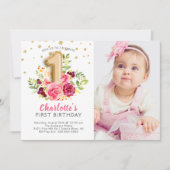 Folie ballonfoto eerste verjaardagsuitnodiging kaart (Voorkant)