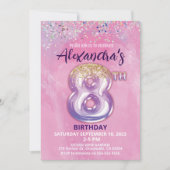 Folie Balloon 8e Verjaardagsuitnodiging Kaart (Voorkant)