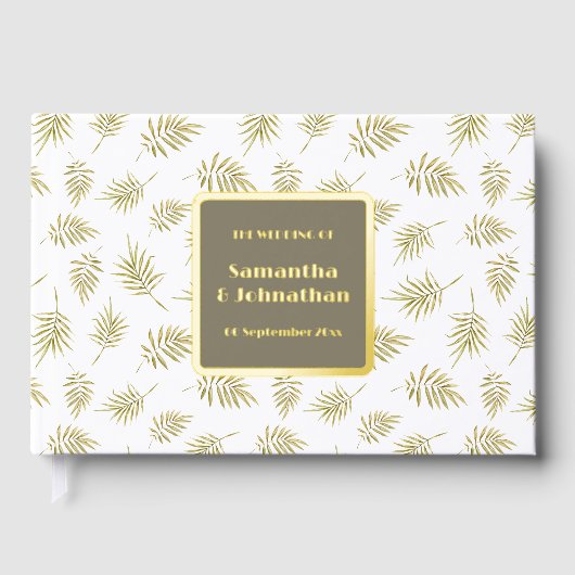Folie Blad Bladerpatroon Elegante Country Wedding Gastenboek (Voorkant)