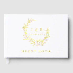  Folie Bloemenkrans Monogram Huwelijk Gastenboek