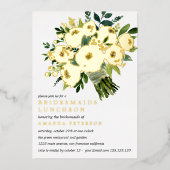 Folie Bloom | Bouquet Bridesmaids Luncheon Wedding Folie Uitnodiging (Voorkant)