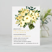 Folie Bloom | Bouquet Bridesmaids Luncheon Wedding Folie Uitnodiging (Staand Voorkant)