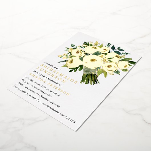 Folie Bloom | Bouquet Bridesmaids Luncheon Wedding Folie Uitnodiging (Gedraaid)