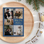 FOLIE Blue Holly Jolly Christmas Five Foto Folie Feestdagenkaart<br><div class="desc">Deze FOLIE Blue Holly Jolly Christmas Five Photo Folie Holiday Kaart design heeft eenvoudige, lichte en vrolijke achtergronden van blauw en rood met strakke witte randen en klassieke typografie, verfraaid met een grillige snoepriet-stijl script voor titels en kopteksten. Maak er een vrolijk en vrolijk kerstfeest van met dit leuke, feestelijke...</div>