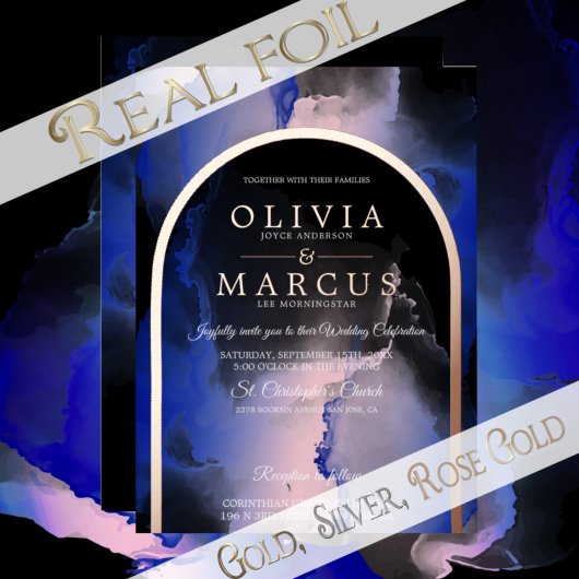 Folie Blush Royal Blue Droombruiloft Folie Uitnodiging