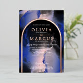 Folie Blush Royal Blue Droombruiloft Folie Uitnodiging (Staand Voorkant)