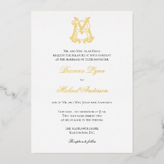 Folie BM Monogram MB Monogram Invitation Folie Uitnodiging (Voorkant)