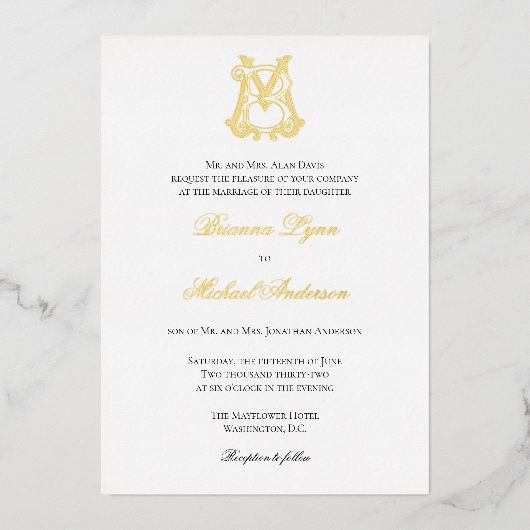 Folie BM Monogram MB Monogram Invitation Uitnodiging (Voorkant)