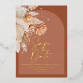 folie bohemian terracotta pampas gras save the dat folie uitnodiging (Voorkant)