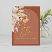 folie bohemian terracotta pampas gras save the dat folie uitnodiging (Staand Voorkant)