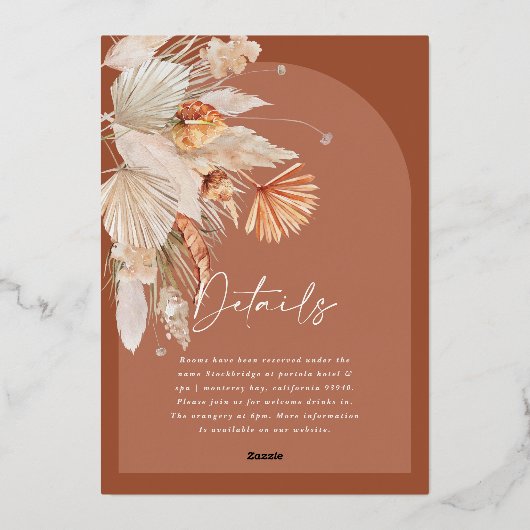 folie bohemian terracotta pampas gras save the dat folie uitnodiging (Achterkant)