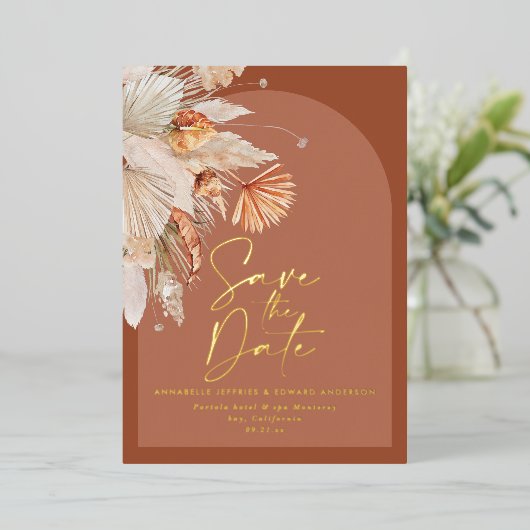 folie bohemian terracotta pampasgras save the datu folie uitnodiging (Staand Voorkant)