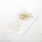 Folie Boho droogde Palm Floral Baptism Christening Folie Uitnodiging (Gedraaid)