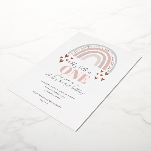 Folie Boho Rainbow Birthday Uitnodiging (Gedraaid)