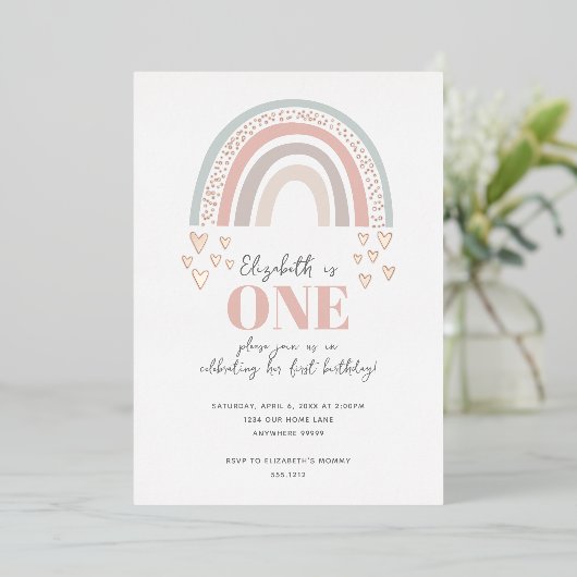 Folie Boho Rainbow Birthday Uitnodiging (Staand Voorkant)