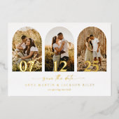 Folie boog foto opslaan van de datum minimale brui folie uitnodiging (Voorkant)