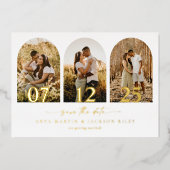 Folie boog foto opslaan van de datum minimale brui uitnodiging (Voorkant)