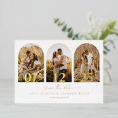 Folie boog foto opslaan van de datum minimale brui uitnodiging (Staand Voorkant)