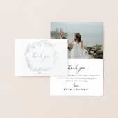 Folie Botanische krans trouwfoto dank u kaart (Display)