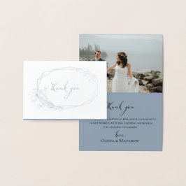 Folie Botanische krans trouwfoto dank u kaart