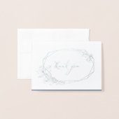 Folie Botanische krans trouwfoto dank u kaart (Voorkant met envelop)