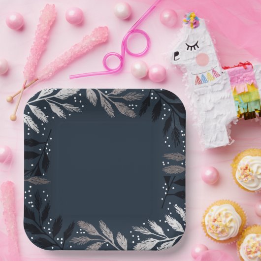 Folie Branches kerstfeest Papieren Bordje (Feest)