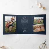 Folie Branches Merry Kerstmis 5 Foto Drieluik Wenskaart (Binnen)