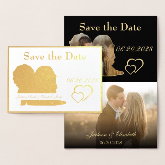 Folie bruid en bruidegom bruiloft save the date fo kaarten (Display)