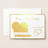 Folie bruid en bruidegom bruiloft save the date fo kaarten (Voorkant met envelop)