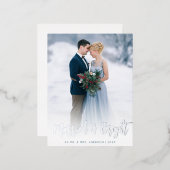 folie bruiloft met penseelhandschrift folie feestdagen briefkaart (Voorkant / Achterkant)