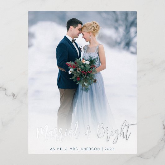 folie bruiloft met penseelhandschrift folie feestdagen briefkaart (Voorkant)