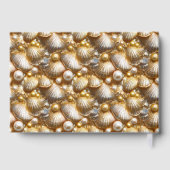 Folie bruiloft | shell nautische strandpatroon gou gastenboek (Achterkant)