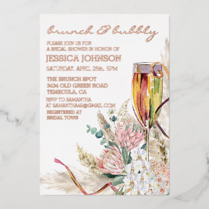 Folie Bruiloftsborrel Bubbelende Boho Champagne Br Uitnodiging