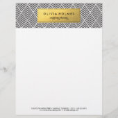 Folie Chevron Letterhead (zwart en goudfaux) Briefhoofd Ontwerp (Voorkant)