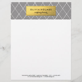 Folie Chevron Letterhead (zwart en goudfaux) Briefhoofd Ontwerp