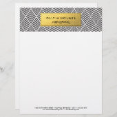 Folie Chevron Letterhead (zwart en goudfaux) Briefhoofd Ontwerp (Voorkant / Achterkant)