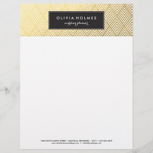 Folie Chevron Letterhead (zwart en goudfaux) Custom Briefhoofd (Voorkant)