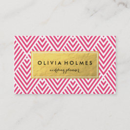 Folie Chevron Visitekaartje Pink & Gold Faux