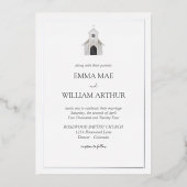 Folie Classic Kerk Huwelijksuitnodiging Folie Uitnodiging (Voorkant)