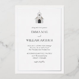 Folie Classic Kerk Huwelijksuitnodiging Uitnodiging