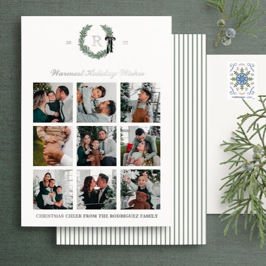 Folie Classic Monogram Krans Crest Holiday Kaart